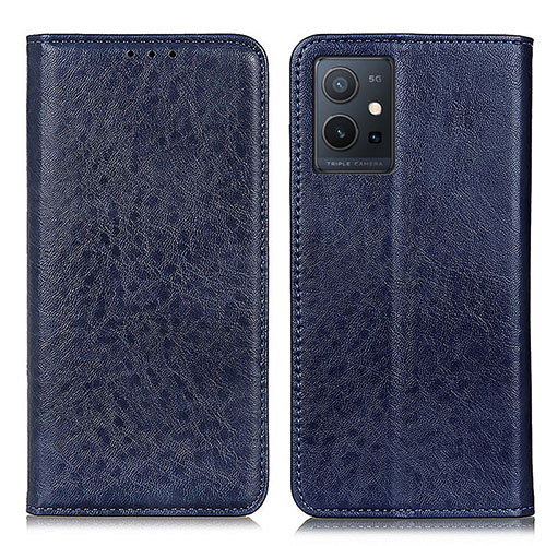 Leather Case Stands Flip Cover Holder K09Z for Vivo iQOO Z6 5G Blue