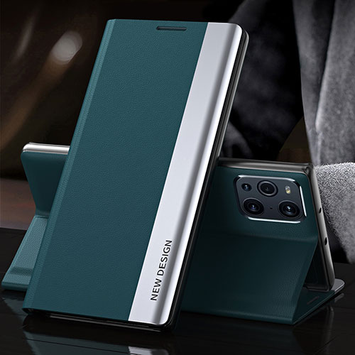 Leather Case Stands Flip Cover Holder L01 for Oppo Find X3 Pro 5G Green