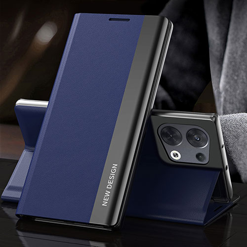 Leather Case Stands Flip Cover Holder L01 for Oppo Reno8 5G Blue