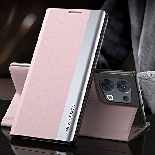 Leather Case Stands Flip Cover Holder L01 for Oppo Reno8 Pro+ Plus 5G Pink