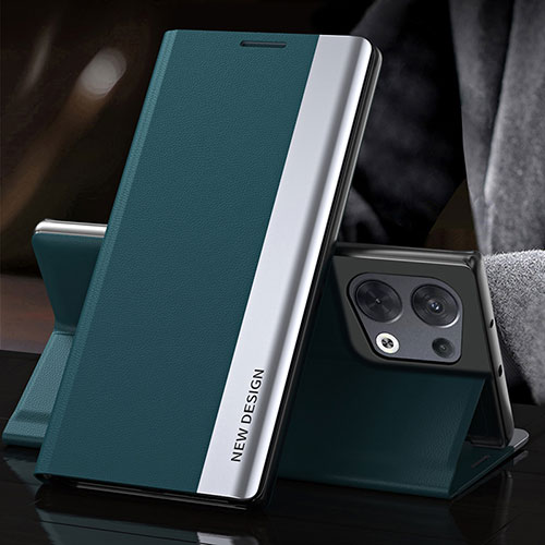 Leather Case Stands Flip Cover Holder L01 for Oppo Reno9 Pro+ Plus 5G Green