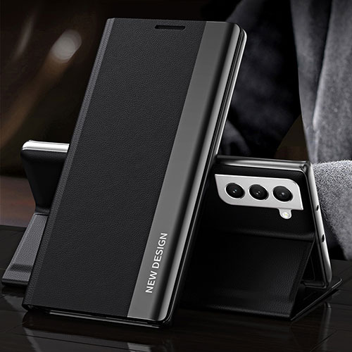 Leather Case Stands Flip Cover Holder L01 for Samsung Galaxy S21 5G Black
