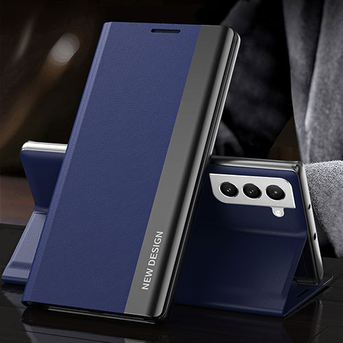 Leather Case Stands Flip Cover Holder L01 for Samsung Galaxy S22 Plus 5G Blue