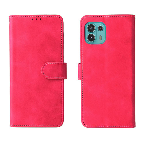 Leather Case Stands Flip Cover Holder L01Z for Motorola Moto Edge 20 Lite 5G Hot Pink