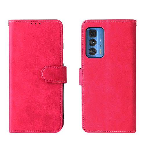 Leather Case Stands Flip Cover Holder L01Z for Motorola Moto Edge 20 Pro 5G Hot Pink