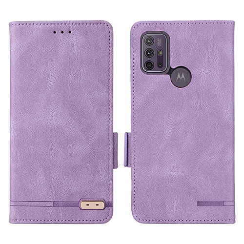 Leather Case Stands Flip Cover Holder L01Z for Motorola Moto G10 Power Purple