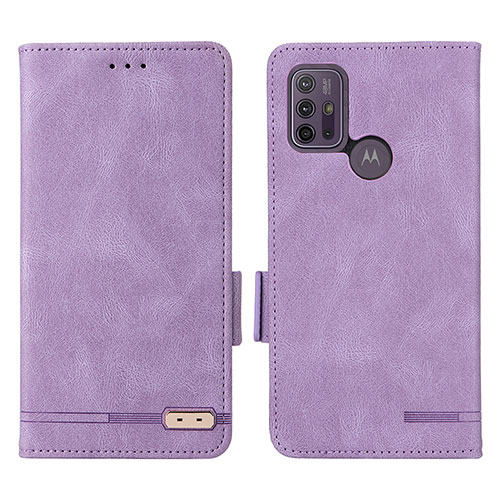 Leather Case Stands Flip Cover Holder L01Z for Motorola Moto G30 Purple