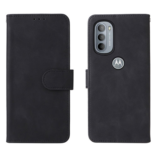 Leather Case Stands Flip Cover Holder L01Z for Motorola Moto G41 Black