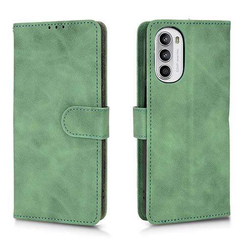 Leather Case Stands Flip Cover Holder L01Z for Motorola Moto G52j 5G Green