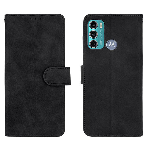 Leather Case Stands Flip Cover Holder L01Z for Motorola Moto G60 Black