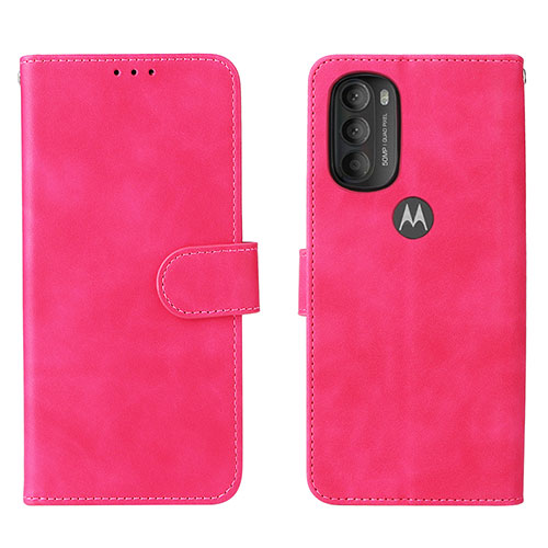 Leather Case Stands Flip Cover Holder L01Z for Motorola Moto G71 5G Hot Pink