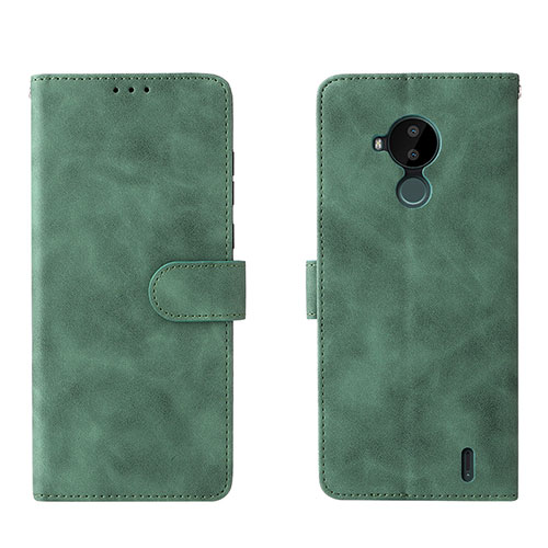 Leather Case Stands Flip Cover Holder L01Z for Nokia C30 Green