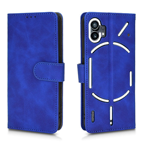 Leather Case Stands Flip Cover Holder L01Z for Nothing Phone 1 Blue