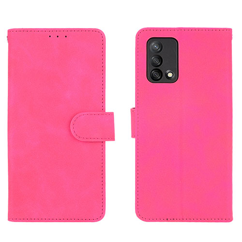 Leather Case Stands Flip Cover Holder L01Z for Oppo A74 4G Hot Pink
