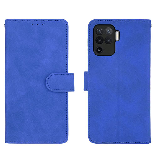 Leather Case Stands Flip Cover Holder L01Z for Oppo F19 Pro Blue