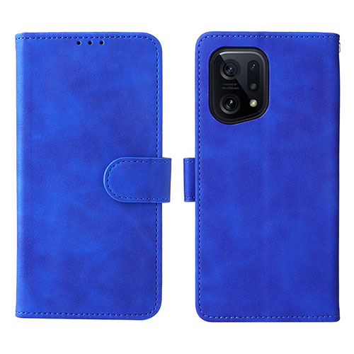 Leather Case Stands Flip Cover Holder L01Z for Oppo Find X5 5G Blue