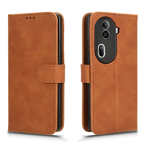 Leather Case Stands Flip Cover Holder L01Z for Oppo Reno11 Pro 5G Brown