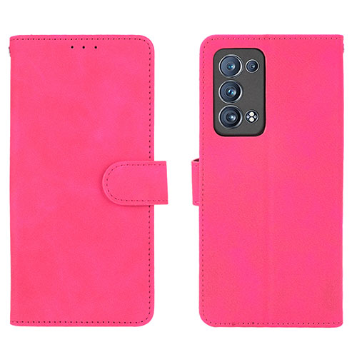 Leather Case Stands Flip Cover Holder L01Z for Oppo Reno6 Pro 5G Hot Pink