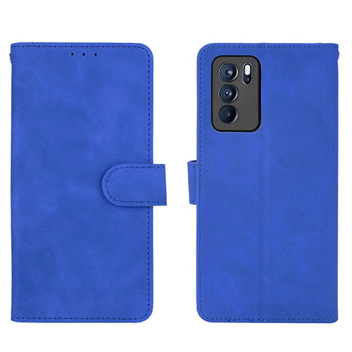 Leather Case Stands Flip Cover Holder L01Z for Oppo Reno6 Pro 5G India Blue