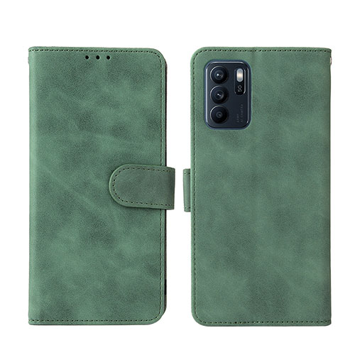 Leather Case Stands Flip Cover Holder L01Z for Oppo Reno6 Z 5G Green