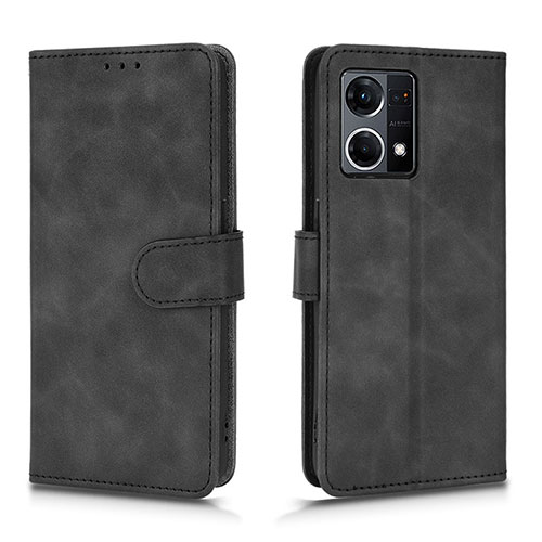 Leather Case Stands Flip Cover Holder L01Z for Oppo Reno7 4G Black