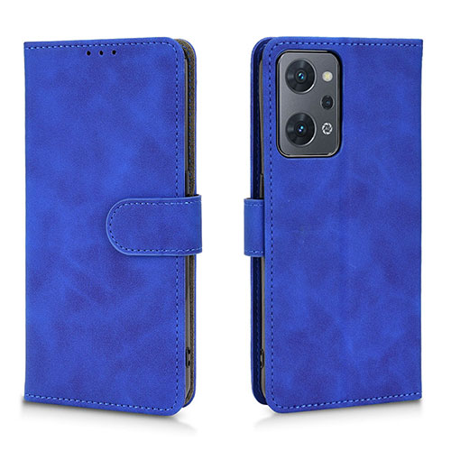 Leather Case Stands Flip Cover Holder L01Z for Oppo Reno7 A Blue