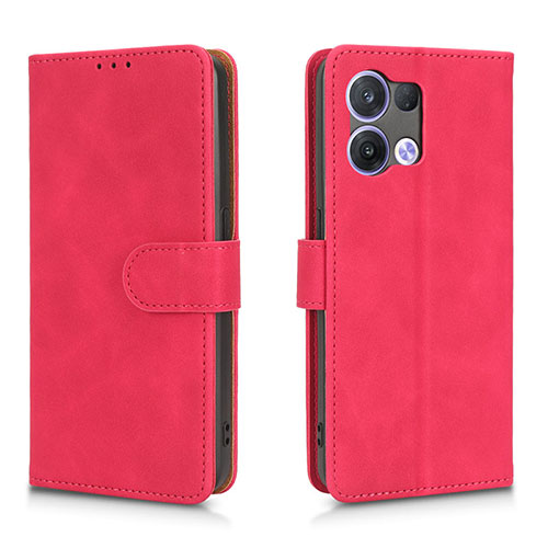 Leather Case Stands Flip Cover Holder L01Z for Oppo Reno8 5G Hot Pink