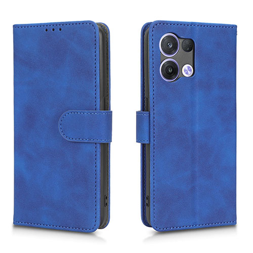 Leather Case Stands Flip Cover Holder L01Z for Oppo Reno9 5G Blue