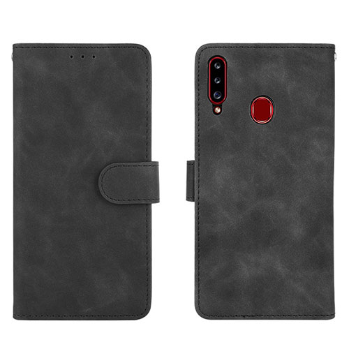Leather Case Stands Flip Cover Holder L01Z for Samsung Galaxy A20s Black