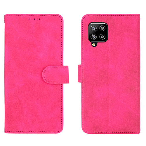 Leather Case Stands Flip Cover Holder L01Z for Samsung Galaxy A42 5G Hot Pink
