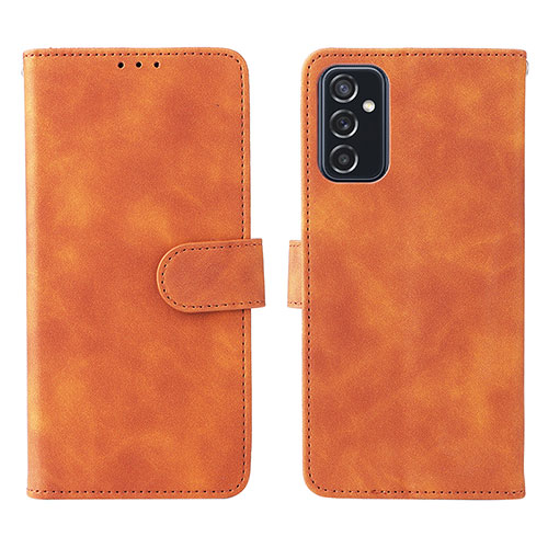 Leather Case Stands Flip Cover Holder L01Z for Samsung Galaxy M52 5G Brown
