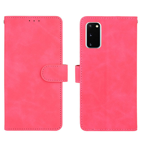 Leather Case Stands Flip Cover Holder L01Z for Samsung Galaxy S20 FE 5G Hot Pink