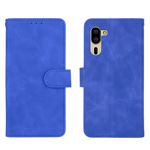 Leather Case Stands Flip Cover Holder L01Z for Sharp Simple Sumaho 5 Blue