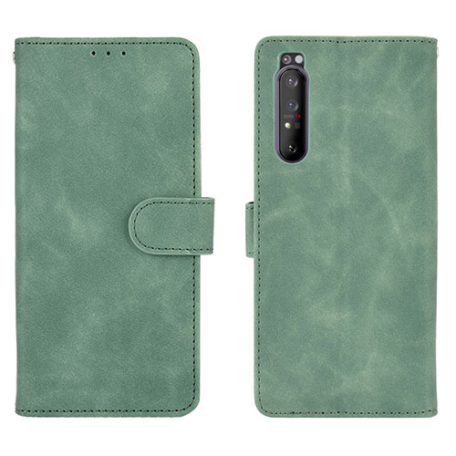 Leather Case Stands Flip Cover Holder L01Z for Sony Xperia 1 II Green