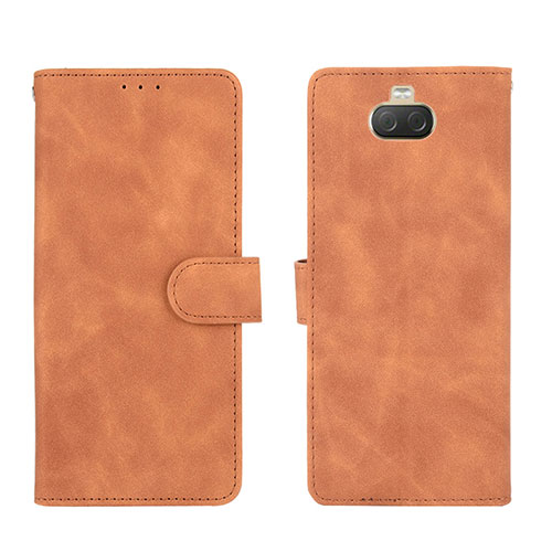 Leather Case Stands Flip Cover Holder L01Z for Sony Xperia 10 Plus Brown