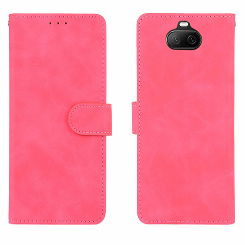 Leather Case Stands Flip Cover Holder L01Z for Sony Xperia 8 Lite Hot Pink