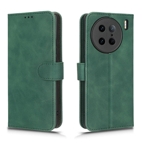 Leather Case Stands Flip Cover Holder L01Z for Vivo X90 Pro 5G Green