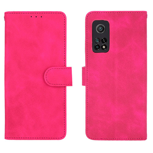 Leather Case Stands Flip Cover Holder L01Z for Xiaomi Mi 10T 5G Hot Pink