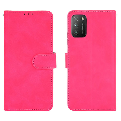 Leather Case Stands Flip Cover Holder L01Z for Xiaomi Poco M3 Hot Pink