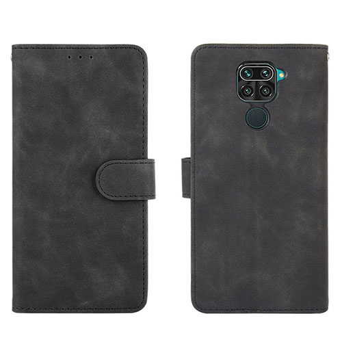 Leather Case Stands Flip Cover Holder L01Z for Xiaomi Redmi Note 9 Black
