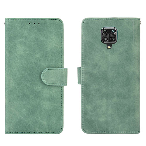 Leather Case Stands Flip Cover Holder L01Z for Xiaomi Redmi Note 9 Pro Green