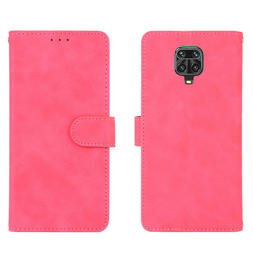 Leather Case Stands Flip Cover Holder L01Z for Xiaomi Redmi Note 9 Pro Hot Pink