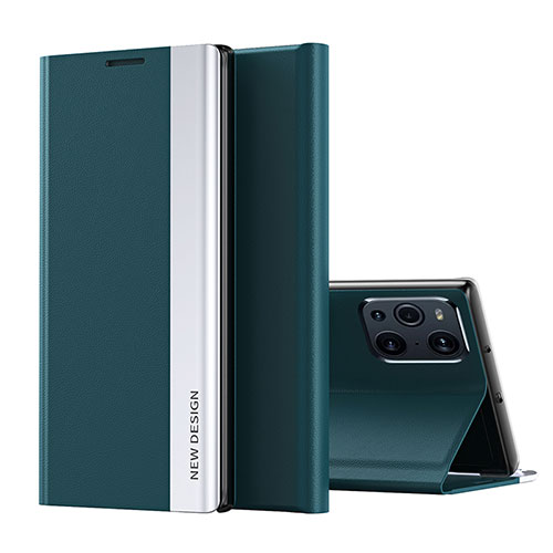 Leather Case Stands Flip Cover Holder L02 for Oppo Find X3 Pro 5G Green