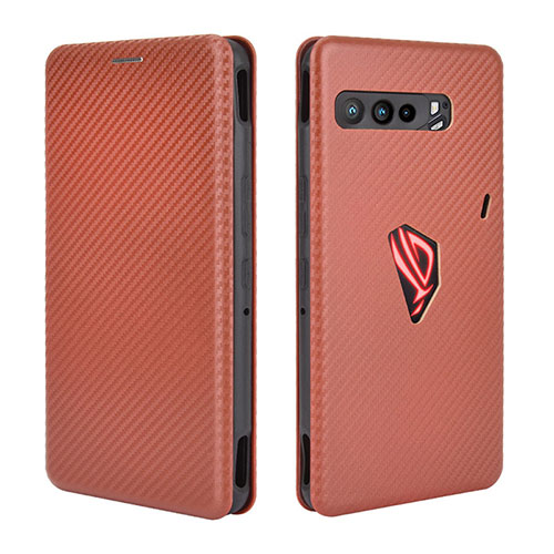Leather Case Stands Flip Cover Holder L02Z for Asus ROG Phone 3 Brown