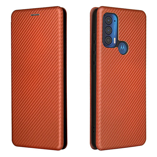 Leather Case Stands Flip Cover Holder L02Z for Motorola Moto Edge (2021) 5G Brown