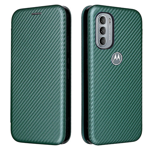 Leather Case Stands Flip Cover Holder L02Z for Motorola Moto G31 Green