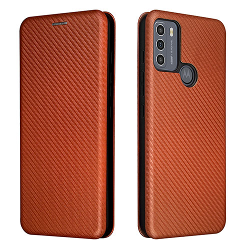 Leather Case Stands Flip Cover Holder L02Z for Motorola Moto G50 Brown