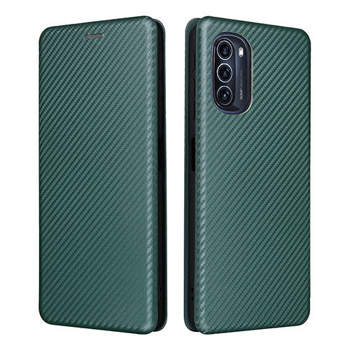 Leather Case Stands Flip Cover Holder L02Z for Motorola Moto G52j 5G Green