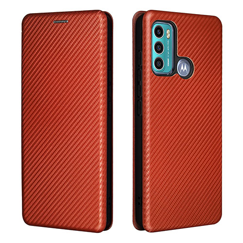 Leather Case Stands Flip Cover Holder L02Z for Motorola Moto G60 Brown