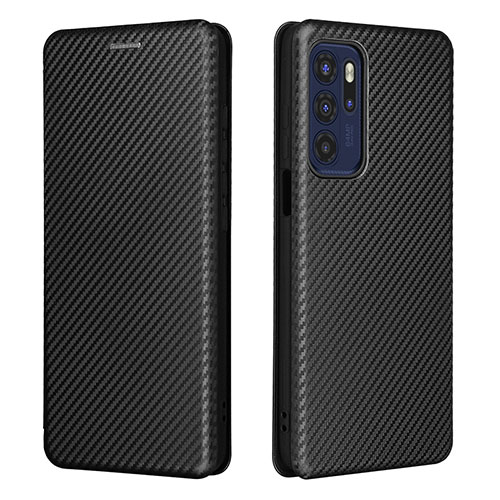 Leather Case Stands Flip Cover Holder L02Z for Motorola Moto G60s Black